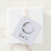 Blauwe Halve Maan met Witte Bloemen Dank U Bedankjes Labels (In situ)