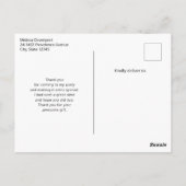 Blauwe Halve Maan met Witte Bloemen Dank U Briefkaart (Achterkant)