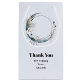Blauwe Halve Maan met Witte Bloemen Dank U Klein Cadeauzakje (Achterkant)