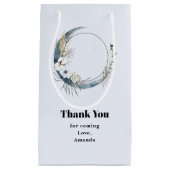 Blauwe Halve Maan met Witte Bloemen Dank U Klein Cadeauzakje (Voorkant)