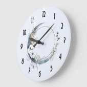 Blauwe halve maan met witte bloemen grote klok (Hoek)