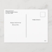 Blauwe halve maan met witte bloemen Halloween Feestdagenkaart (Achterkant)