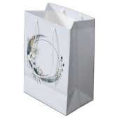 Blauwe halve maan met witte bloemen medium cadeauzakje (Achterkant Gekanteld)