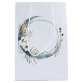 Blauwe halve maan met witte bloemen medium cadeauzakje (Voorkant)