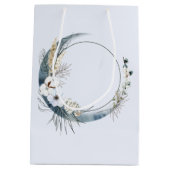 Blauwe halve maan met witte bloemen medium cadeauzakje (Achterkant)