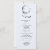 Blauwe Halve Maan met Witte Bloemen Menu Kaart (Voorkant)