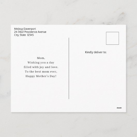 Blauwe Halve Maan met Witte Bloemen Moederdag Feestdagenkaart (Achterkant)