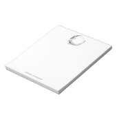 Blauwe halve maan met witte bloemen notitieblok (Linkerzijde)