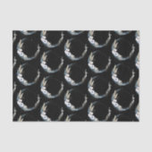 Blauwe halve maan met witte bloemen patroon tissuepapier (Voorkant)