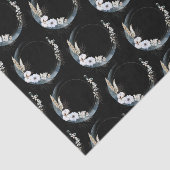 Blauwe halve maan met witte bloemen patroon tissuepapier (Detail)