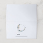 Blauwe halve maan met witte bloemen plaatskaartje (Buitenkant ongevouwen)