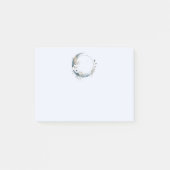 Blauwe halve maan met witte bloemen post-it® notes (Voorkant)