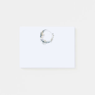 Blauwe halve maan met witte bloemen post-it® notes