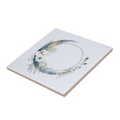 Blauwe halve maan met witte bloemen tegeltje (Zijkant)