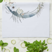 Blauwe halve maan met witte bloemen theedoek (Gevouwen)