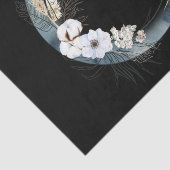 Blauwe halve maan met witte bloemen tissuepapier (Detail)