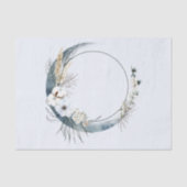 Blauwe halve maan met witte bloemen tissuepapier (Voorkant)