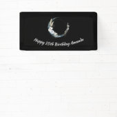 Blauwe Halve Maan met Witte bloemen Verjaardag Spandoek (Insitu)