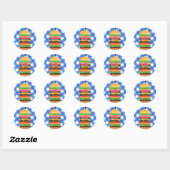 Blauwe Hamburger Zomer Cookout Barbecue Party Favo Ronde Sticker (Vel)