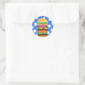 Blauwe Hamburger Zomer Cookout Barbecue Party Favo Ronde Sticker (Tas)