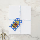 Blauwe Hamburger Zomer Kookfeest Barbecue BBQ Fees Cadeaulabel (Met Touw)