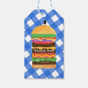 Blauwe Hamburger Zomer Kookfeest Barbecue BBQ Fees Cadeaulabel