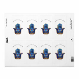  Blauwe Hamsa Hand met Evil Eye Symbool Etiket