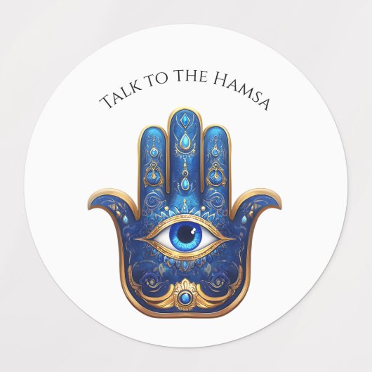  Blauwe Hamsa Hand met Evil Eye Symbool Labels (Design 2)