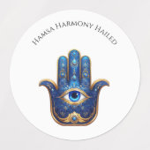  Blauwe Hamsa Hand met Evil Eye Symbool Labels (Design 1)