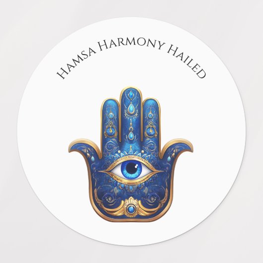  Blauwe Hamsa Hand met Evil Eye Symbool Labels (Design 1)