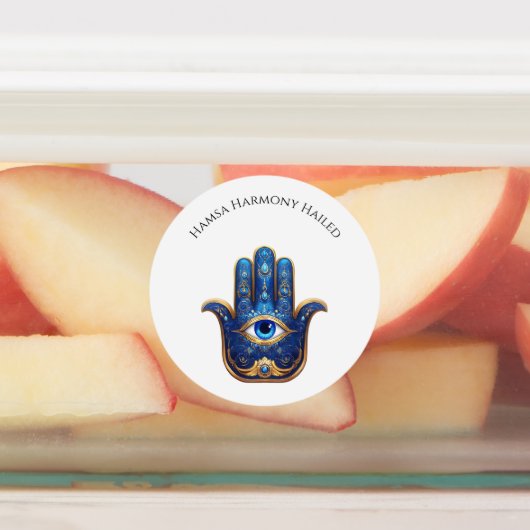  Blauwe Hamsa Hand met Evil Eye Symbool Labels (Aangebracht)