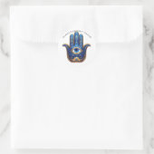 Blauwe Hamsa Hand met Evil Eye Symbool Ronde Sticker (Tas)