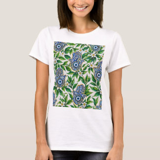 Blauwe Hamsa Hand van Fatima Bloempatroon T-shirt