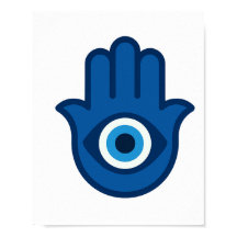 Blauwe Hamsa Hand - Vreedzame Energie Poster