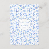 Blauwe hand geschilderde bloemenbruiloft details k informatiekaartje (Achterkant)