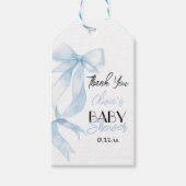 Blauwe Hand Geschreven Getrokken Bow Baby Boy Douc Cadeaulabel (Voorkant)