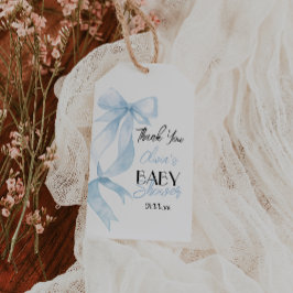 Blauwe Hand Geschreven Getrokken Bow Baby Boy Douc Cadeaulabel