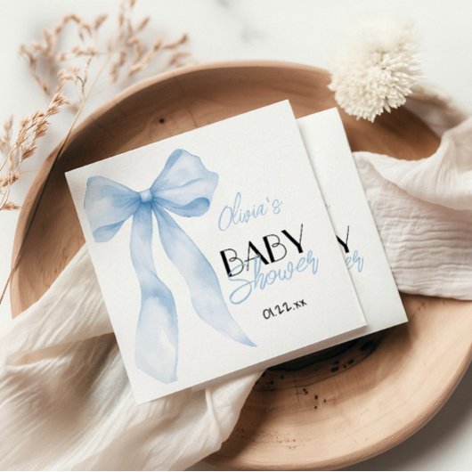 Blauwe Hand Geschreven Getrokken Bow Baby Boy Douc Servet