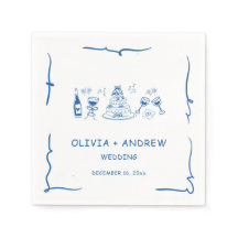 Blauwe hand getekend grillige bruiloft