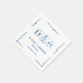 Blauwe hand getekend grillige bruiloft servet (Hoek)