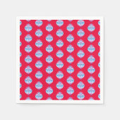 Blauwe hand getekende kerstversieringen op felrood servet (Voorkant)