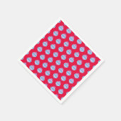 Blauwe hand getekende kerstversieringen op felrood servet (Hoek)