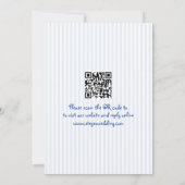 Blauwe hand getekende krabbel doodle QR code bruil Kaart (Achterkant)