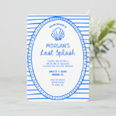 Blauwe Hand Getekende Laatste Splash Bachelorette Kaart (Staand voorkant)