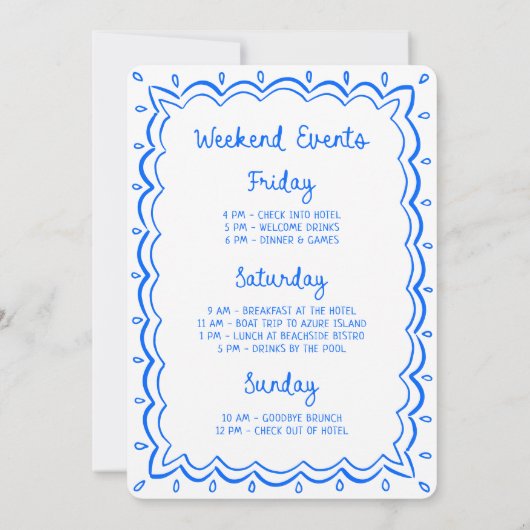 Blauwe Hand Getekende Laatste Splash Bachelorette Kaart (Achterkant)