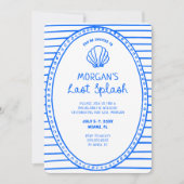 Blauwe Hand Getekende Laatste Splash Bachelorette Kaart (Voorkant)