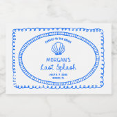 Blauwe Hand Getekende Laatste Splash Bachelorette Sparkling Wijnetiket (Enkel label)