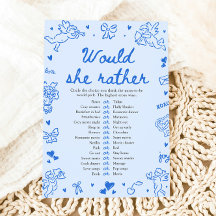 Blauwe Hand Getekende Zou Ze Liever Baby Shower Sp