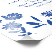 Blauwe Hand getrokken Bloem Signature Cocktail tek Foto Afdruk (Hoek)