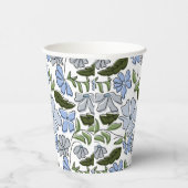 Blauwe Hand Getrokken Bloemblok Print Papieren Bekers (Rechts)